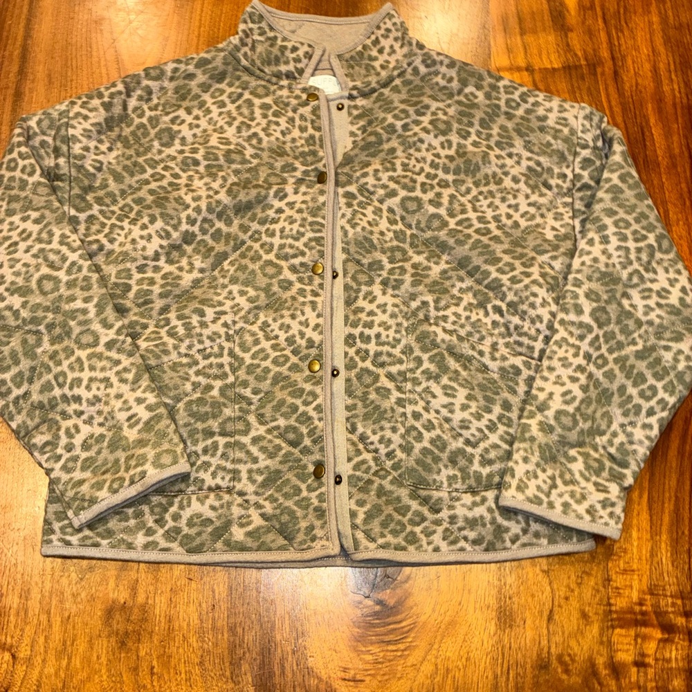 Z Supply Quilted leopard Tan and green Jacket